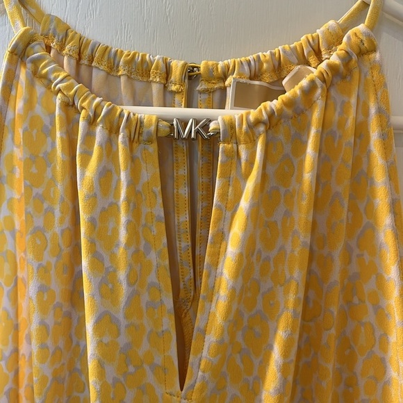 🆕 Michael Kors Animal Print Sleeveless Top Yellow White Size Small - Picture 7 of 11